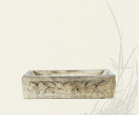 清·青白石花卉纹长方形石盆