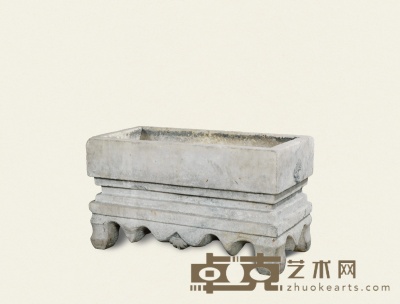 清·汉白玉长方形石盆 61.5×30.5×34.5cm