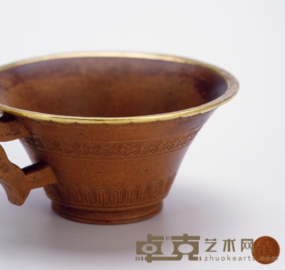 清中期·亨慎款段泥包金敞口杯 3.7×8.3cm