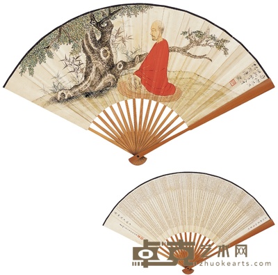 唐云 戈振英 红衣罗汉·金刚经 50×18cm