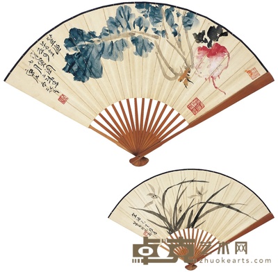 唐云 若瓢 清蔬图·幽兰图 18×48cm