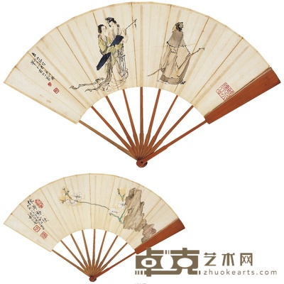 徐操 东山丝竹图·绿萼梅图 50×16cm