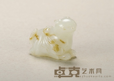 清·白玉雕包袱虎摆件 高:4.5cm