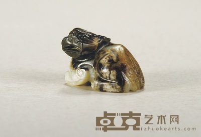 明·白玉雕瑞兽摆件 高:3.1cm 长:4.6cm