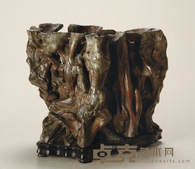 清·黄杨木雕随形笔筒 高: 15cm 直径: 17cm