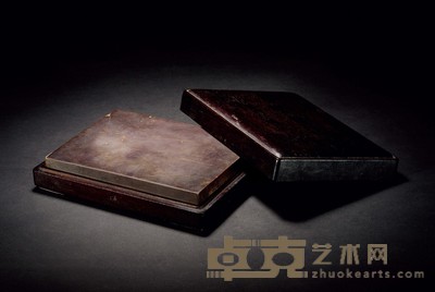 清·赵在田铭山水图平板端砚 13.5×18.3×2.5cm