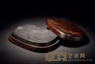 清·椭圆形海上仙山高眼端砚 21.5×14.5×3cm