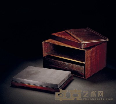 清·麻子坑平板大对砚 29.9×20×3.7cm×2