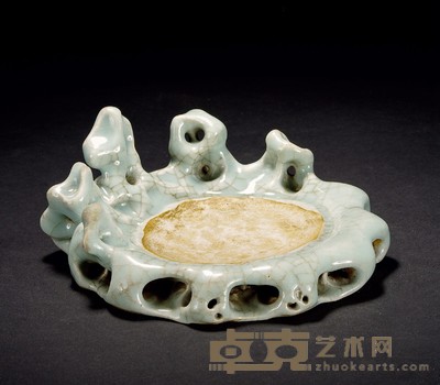 清·浩然堂制山水纹青花瓷砚 径:17.5cm高:6.8cm