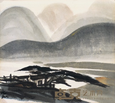 林风眠 江畔 30×34cm
