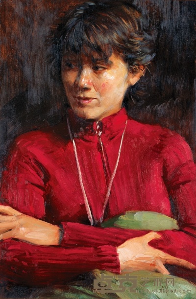 冷军 红衣肖像 57.5×37.5cm