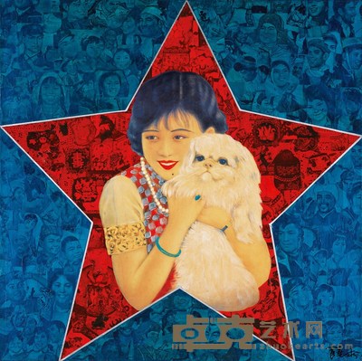 薛 松 美女与宠物 80×80cm