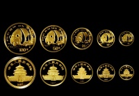 1987年熊猫精制金币一套五枚