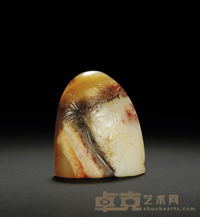 寿山石薄意圆形章 2.8×4.9×5.4cm