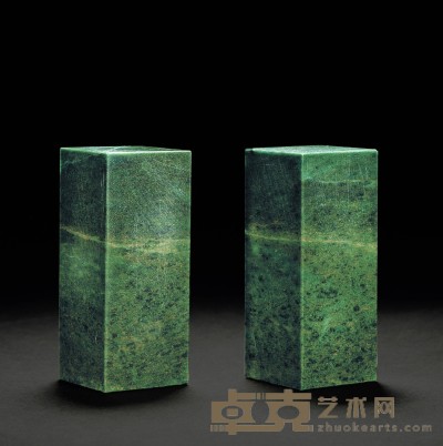 广东绿石对章 3.7×3.7×9cm×2