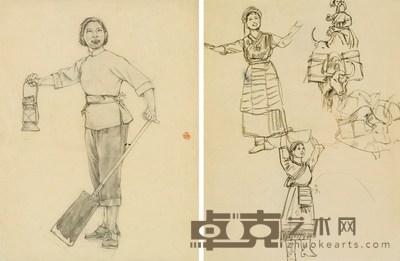 程十髪 红灯记 47×35cm(正、反)