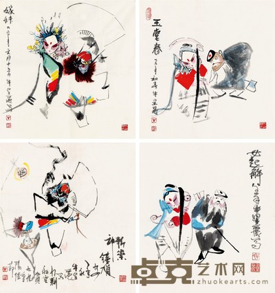 牛星丽  玉堂春等  戏曲人物 67×45cm  68.5×63.5cm×3