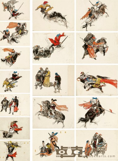 梁占岩 呼家将 连环画封面原稿 34×46cm×17