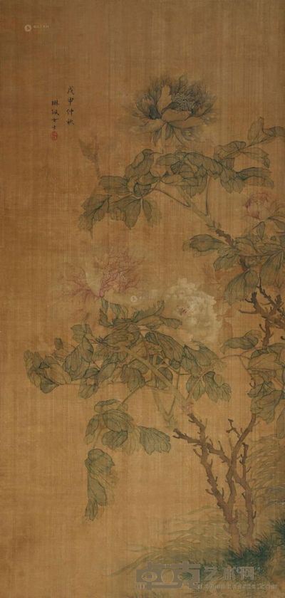 王林佩 牡丹 立轴 <em>78×37cm?</em>