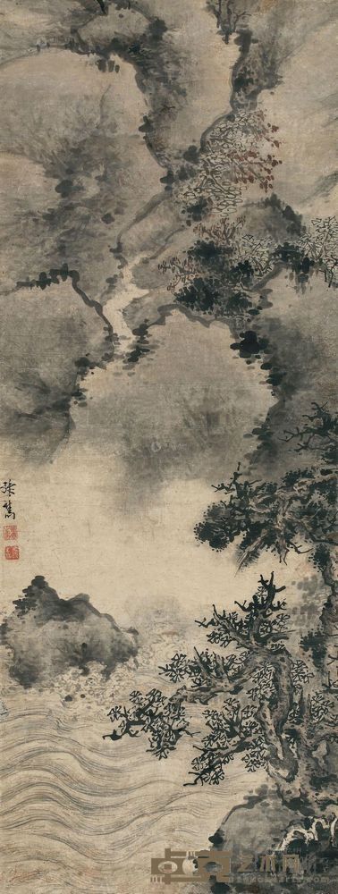 张雋 山溪图 立轴 <em>135×51cm?</em>