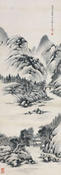 何文焯 戊戌（1898年）作 山水 立轴