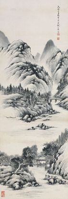 何文焯 戊戌（1898年）作 山水 立轴