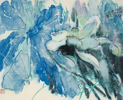 张志中 已卯（1999年）作 荷花 镜心
