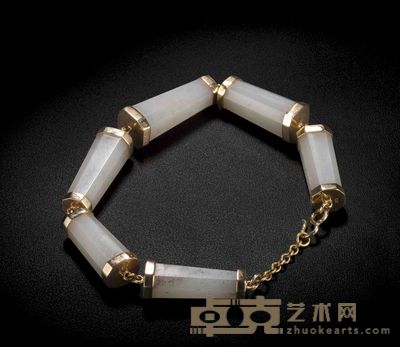 镶金玉手串 长21厘米  直径1厘米