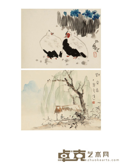 李琼久（b:1908—1990） 40×30cm×2