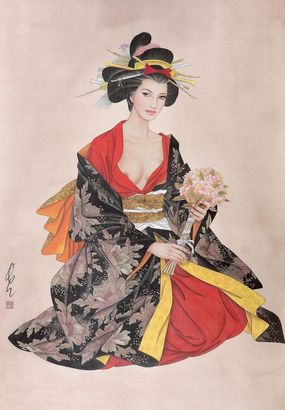 冯长江 仕女 镜片