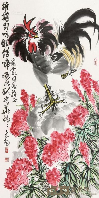 陈大羽 大鸡图 立轴 <em>137×69cm</em>