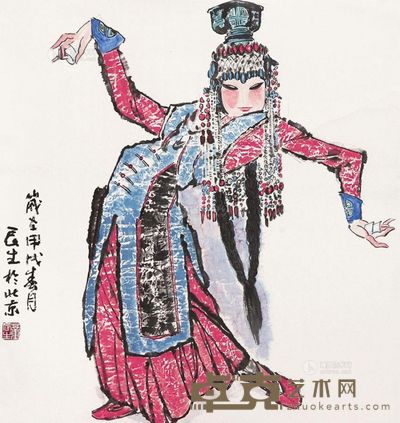 董辰生 戏曲人物 立轴 <em>65×67cm</em>