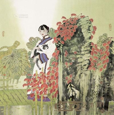 于文江 繁花少女 镜片 <em>68×68cm</em>