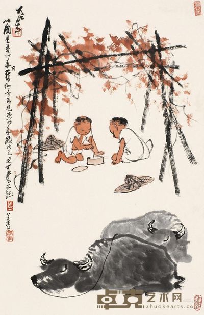 李可染 约1965年作 秋趣 立轴 <em>69×45cm</em>