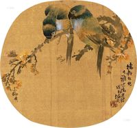 任伯年 戊子（1888）年作 花鸟 团片