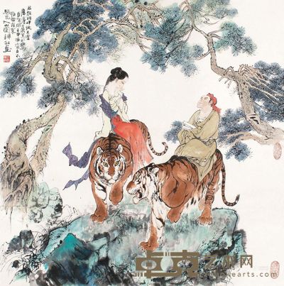 韩敏 骑虎入山图 镜框 <em>68×69cm</em>