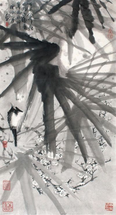 韩天衡 庚辰（2000）年作 花鸟 镜框