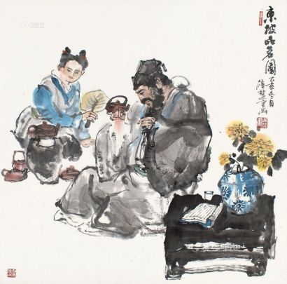 张培楚 乙亥（1995）年作 东坡品茗图 镜框