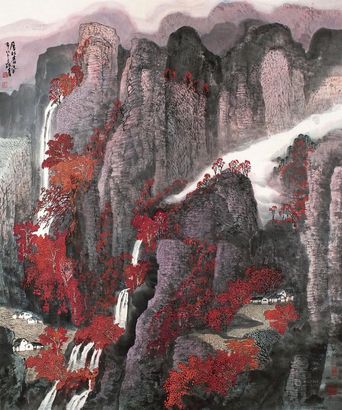蔡天雄 壬午（2002）年作 层林尽染 镜片