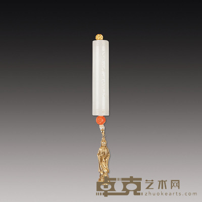 清 金佛玉勒挂件 L 6 cm
