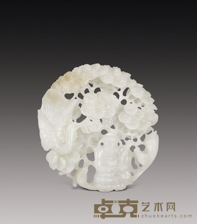 清 白玉财神佩 D 57 cm