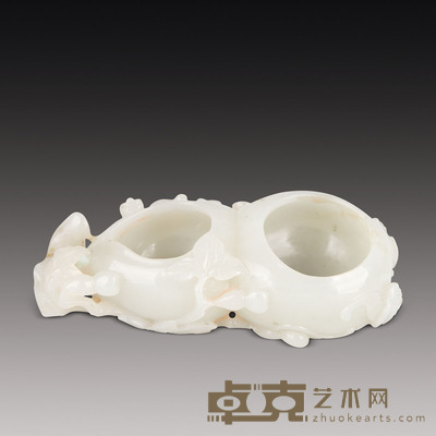 清 白玉刻大吉水呈 L 88 cm