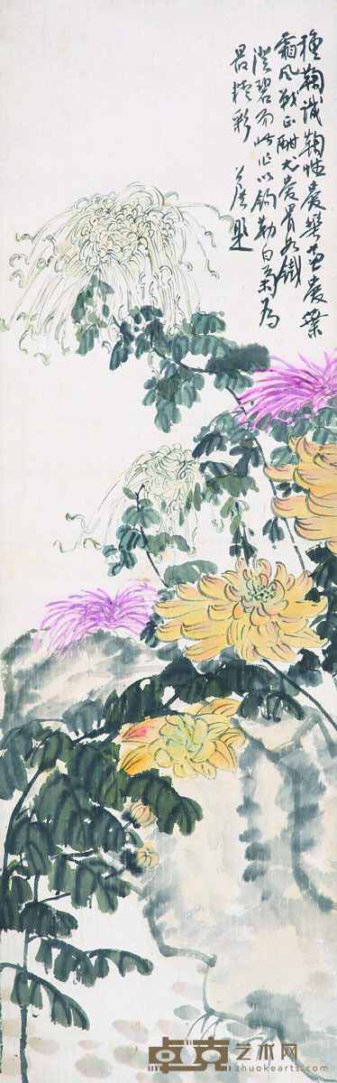 谢公展 秋菊 立轴 <em>112×35cm</em>