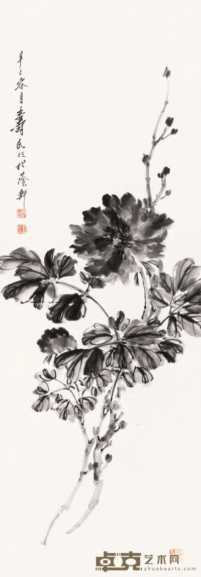 边寿民 墨菊图 103 × 36cm. 约3.3平尺