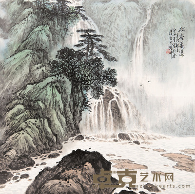 卢星堂 松壑飞瀑 50 × 50cm. 约2.3平尺