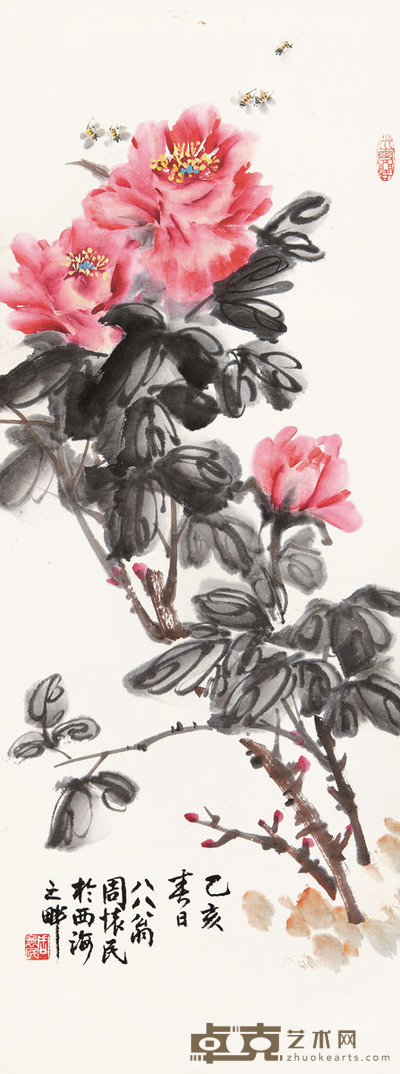 周怀民 牡丹 91 × 34cm. 约2.8平尺