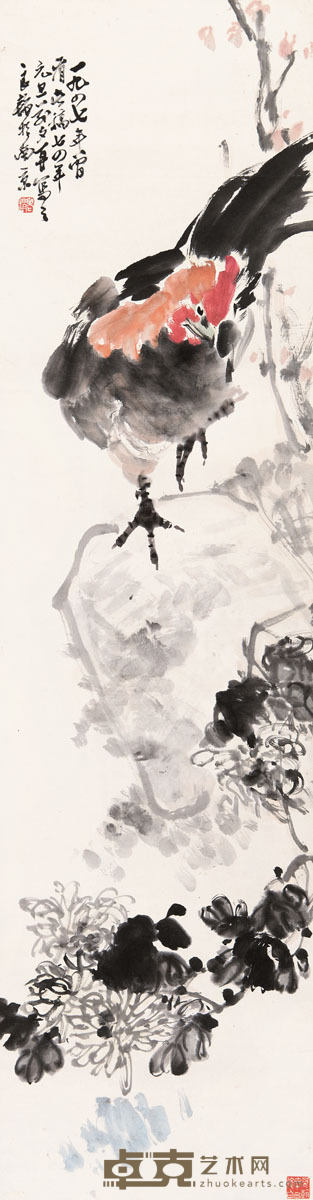 赵良翰 鸡菊图 125.5 × 33cm. 约3.7平尺