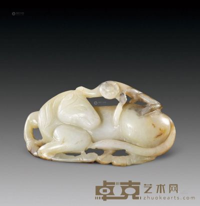 清 白玉雕马上封侯摆件 <em>长9cm</em>