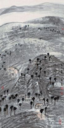 萧海春 庚午（1990年）作 深雨遍空山 镜心