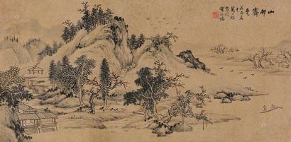 万一鹏 戊戌（1958年）作 山邨霁色 镜心